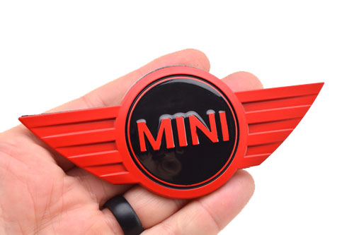 MINI Cooper Gloss Black WIngs NEW Logo Emblem Cover Front and Rear with  colored accent sticker - MINI Cooper Accessories + MINI Cooper Parts