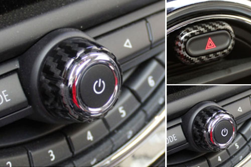 Hazard Button + Volume Knob Cover: Carbon Fiber Gen3 F54 F55 F56 F57 ...