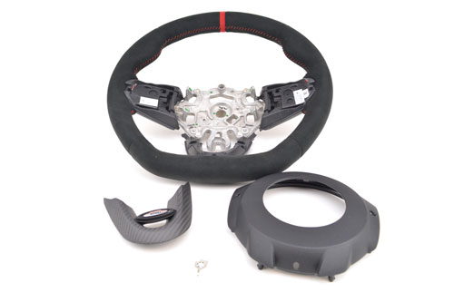 32302364770 Mini Cooper Gen3 JCW Pro Alcantara Suede steering wheel paddle  Shift w/ red stitching - MINI Cooper Accessories + MINI Cooper Parts
