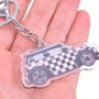 Clear Sideview Keychain: Checkered 