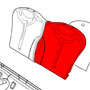 Backrest Cover: Cloth/Leather: Red: Rear Left